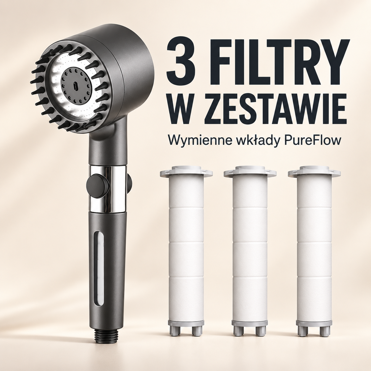 dreammy pureflow — filtrowana słuchawka prysznicowa + 3 filtry
